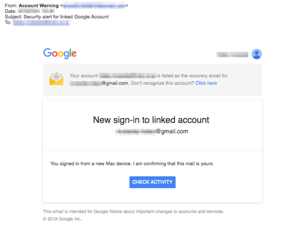 email phishing example screenshot