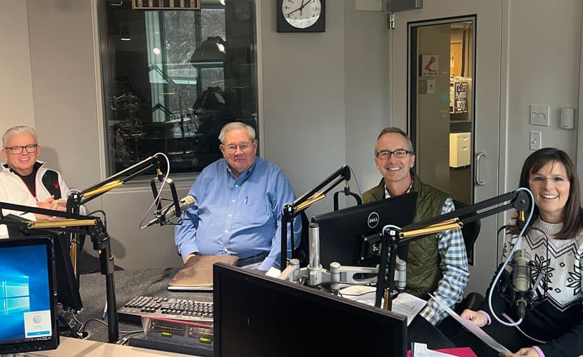 Mark and Amy at KMOX with Dan Bean and Kevin Short