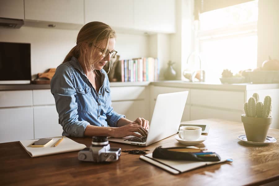 Woman working from home