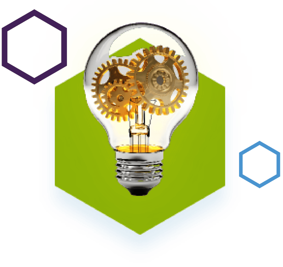 lightbulb on hexagon graphic